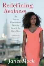 Cover of "Redefining Realness" photo of author Janet Mock on the background of a cityscape