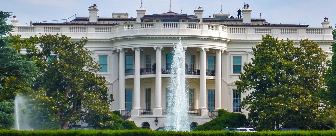 The White House in Washington, DC on a sunny day