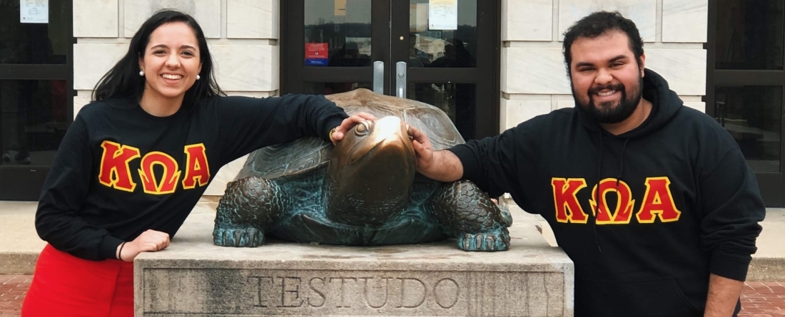 students with testudo wearing KOA sweatshirts