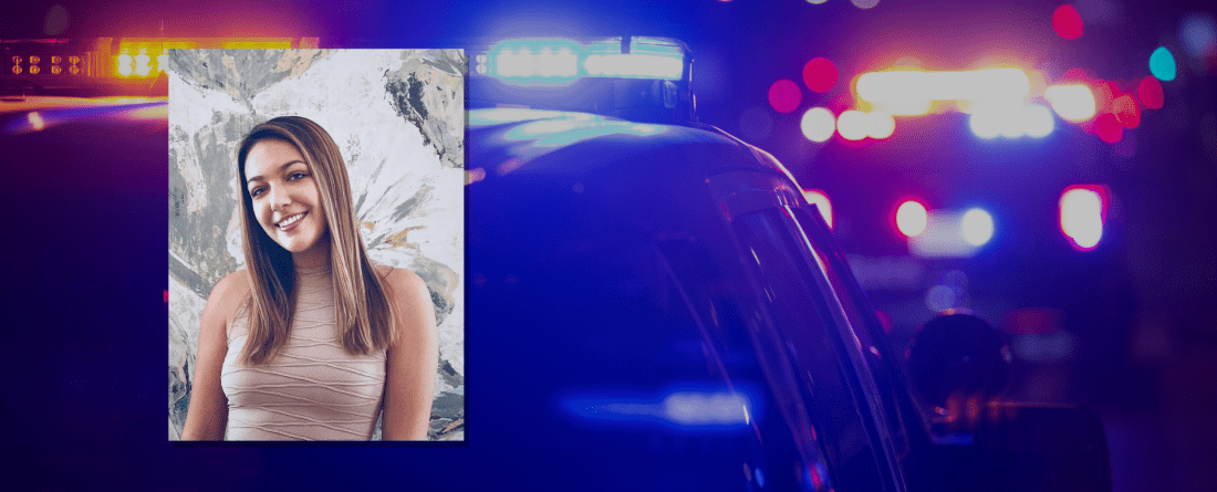 Headshot of Lexi Naskiewicz in front of police cars