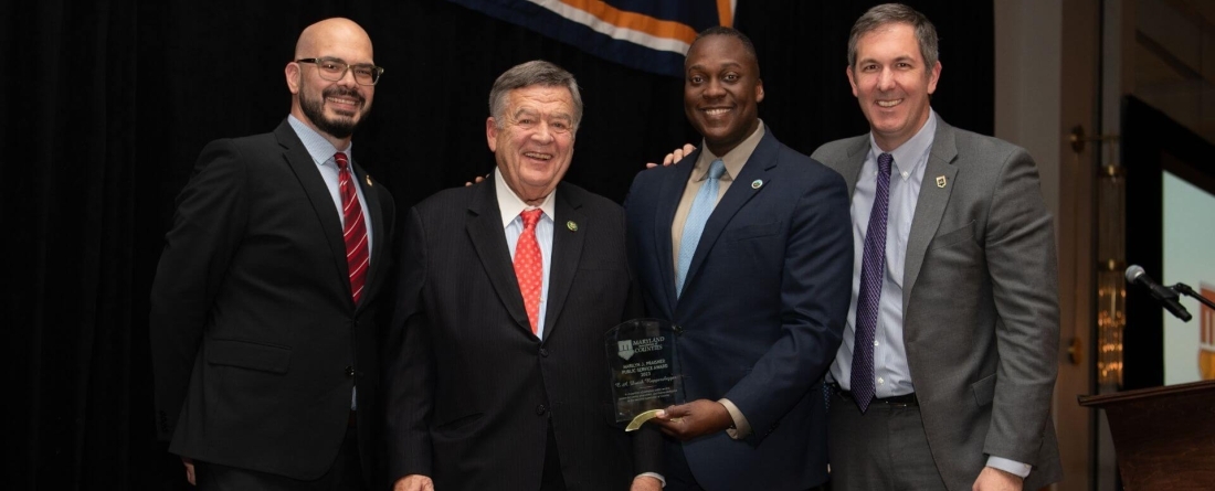 image of John Ronquillo, Congressman Ruppersberger, County Executive of Howard County Calvin Ball, and County Executive of Baltimore County Johnny Olszewski.